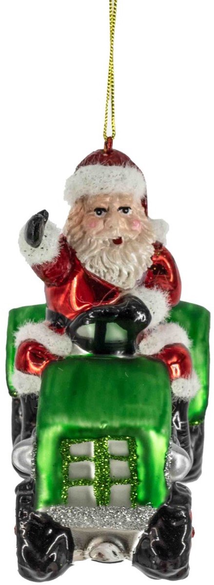 Kerstbal kerstman op tractor