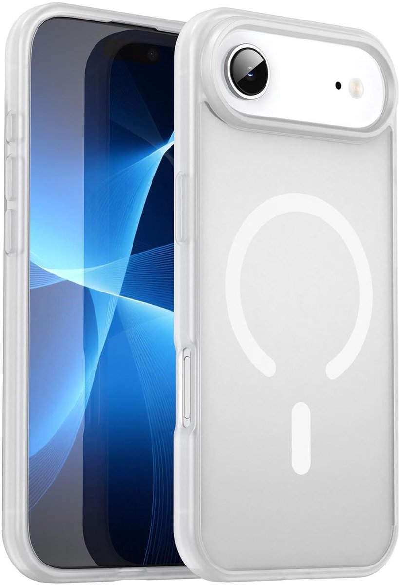 Mobigear Hoesje geschikt voor Apple iPhone Air MagSafe Telefoonhoesje Hardcase | Mobigear Shockproof Backcover | Geschikt voor MagSafe | Geschikt voor Draadloos Opladen met Magnetische Ring | Geschikt voor MagSafe Case - Matte White | Wit