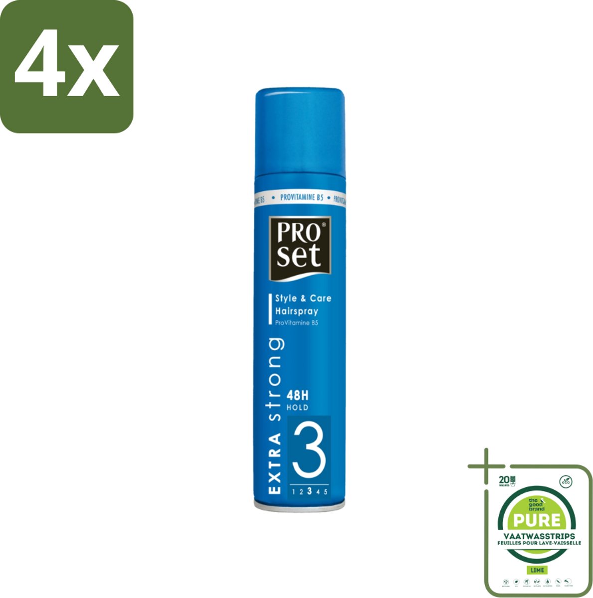 Proset Haarspray Extra Sterk 300 ml - Voordeelverpakking - 4 stuks - Haarspray - Sterke fixatie