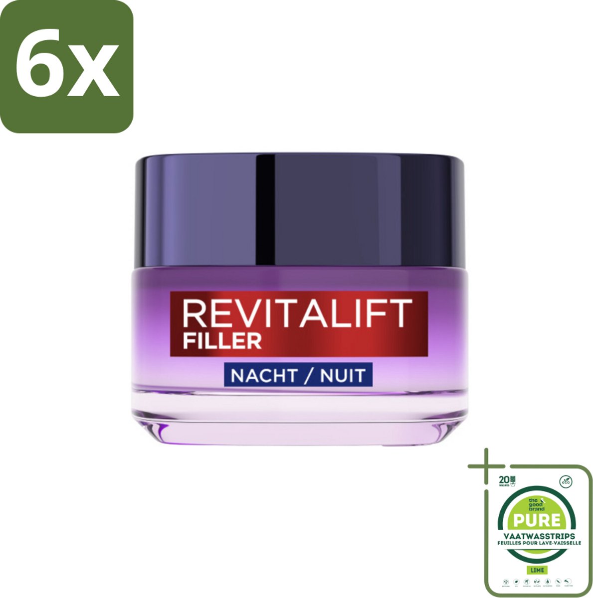 L'Oréal Paris Revitalift Filler - Nachtcrème - Anti-Veroudering - 50 ml - Voordeelverpakking - 6 stuks - Nachtcreme - Anti-rimpel