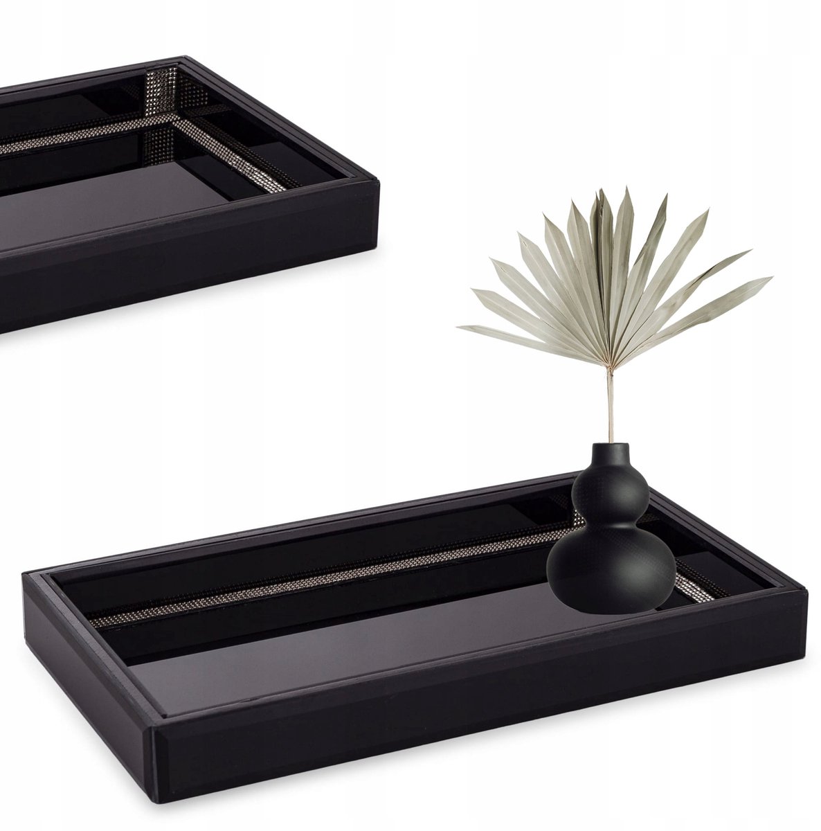 Glamour zwart glazuur decoratie dienblad 3x27x15cm