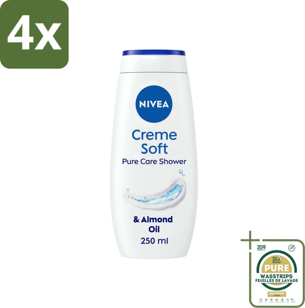 NIVEA Douchecrème Soft 250 ml - Voordeelverpakking - 4 stuks - NIVEA Douchecrème - Amandelolie
