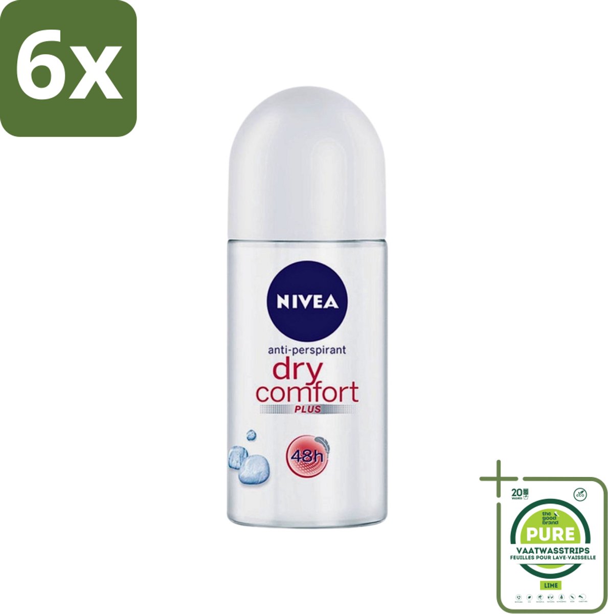Nivea - Deodorant - Roller - Dry Comfort - 48 Uur Lang Werkend - 50 ml - Voordeelverpakking - 6 stuks - NIVEA deodorant - Anti-transpirant
