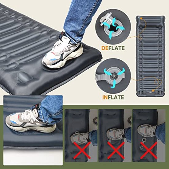 Zelfopblaasbare Campingmat met Voetpomp - 14 cm Dikte, Optimaal Comfort voor Outdoor Avonturen — afbeelding 4