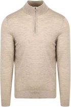 Pull demi- Zip en laine mérinos sable - Taille L - Homme - Pull Skipper - Pull Skipper zippé - Adulte homme