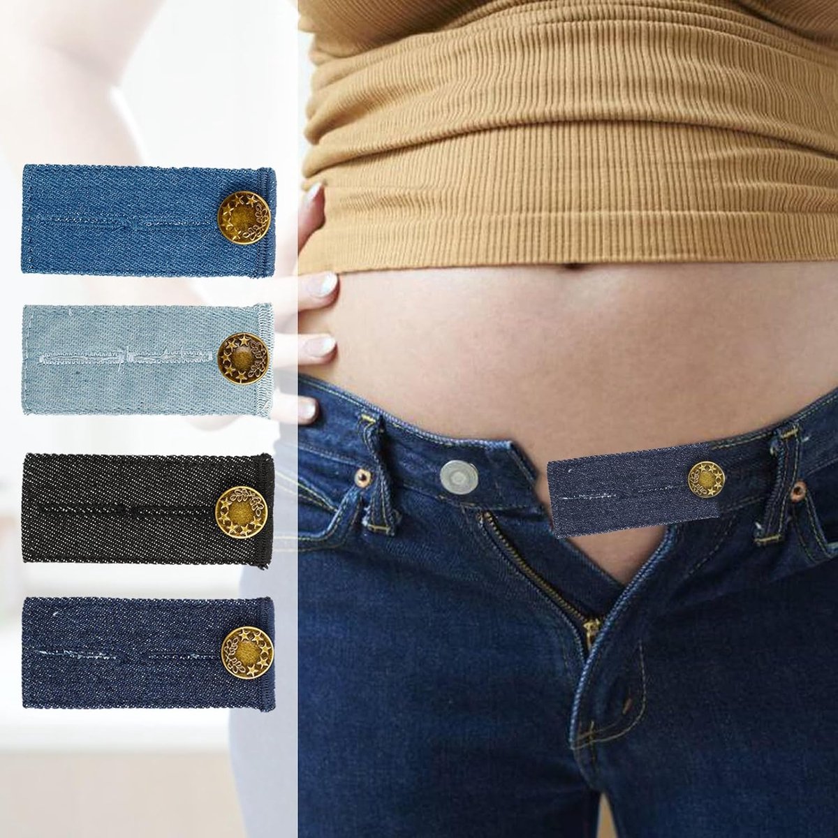 Set van 8 knoopverlengers voor jeans en pantalons, verstelbare tailleverlenger, broekverlenger, 8,5 x 3,5 cm, voor mannen en vrouwen, zwangerschapsbroeken, rokken — cadeau in Cadeau-ideeën - foto 3