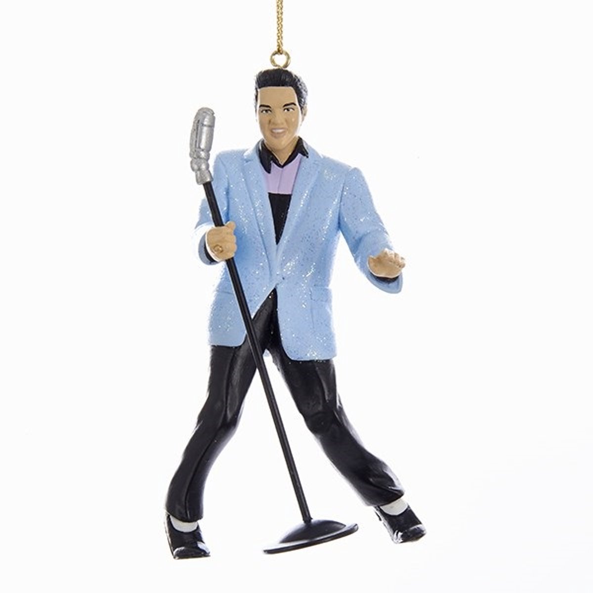Kurt S. Adler kunststof kerstbal - elvis presley 11cm blauw 1 stuks