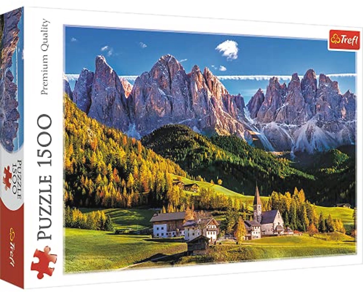 Val di Funes Dolomites Italië 1500 Delen Top Kwaliteit Puzzel voor Volwassenen en Kinderen vanaf 12 Jaar