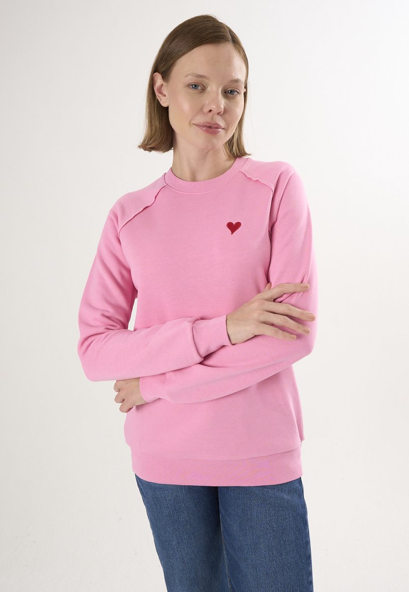 Felix Hardy Basic Sweatshirt Ronde Hals Katoen Dames Roze - S