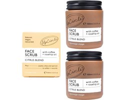 UpCircle Gezicht Scrub - Upcycled Koffiedik - Rozenbottel - Citrus -99% Natuurlijk Ingridienten - 2 x 100 ml