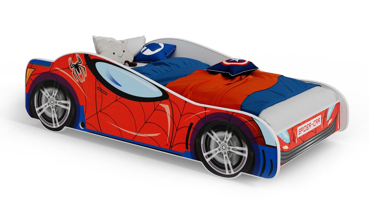 Autobed - spiderman thema - 140x70cm - met matras