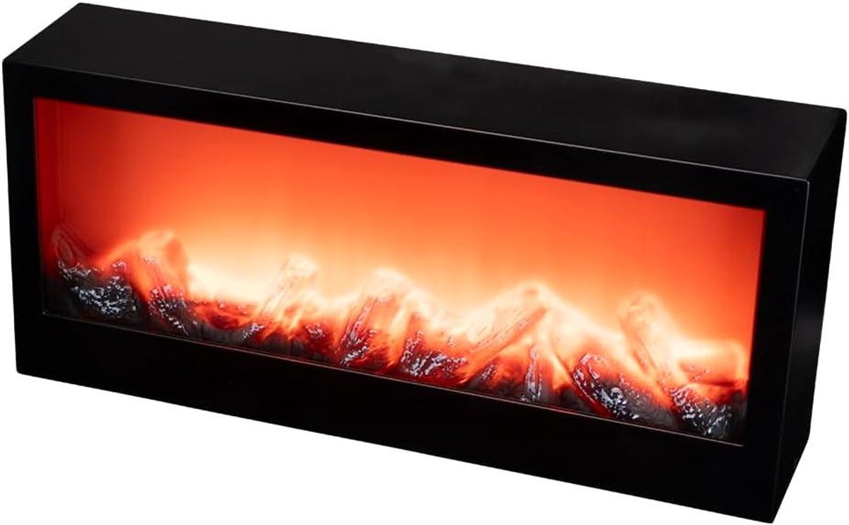 Provento - Decoratieve LED-open haard met realistisch vlameffect en timerfunctie - Elektrisch en op batterijen - 45 x 10 x 20 cm