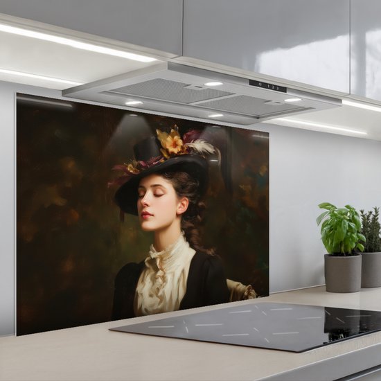 Spatscherm keuken 90x60 cm - Kookplaat achterwand Achtergrond met een planken