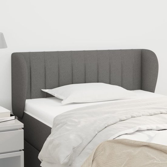 vidaXL Tête de lit avec bords Gris foncé Tissu 93x23x78/88 cm
