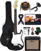 Finesse Elektrische Gitaar met Versterker - met Videocursus - Gitaar - Volwassenen - Kind - Zwart