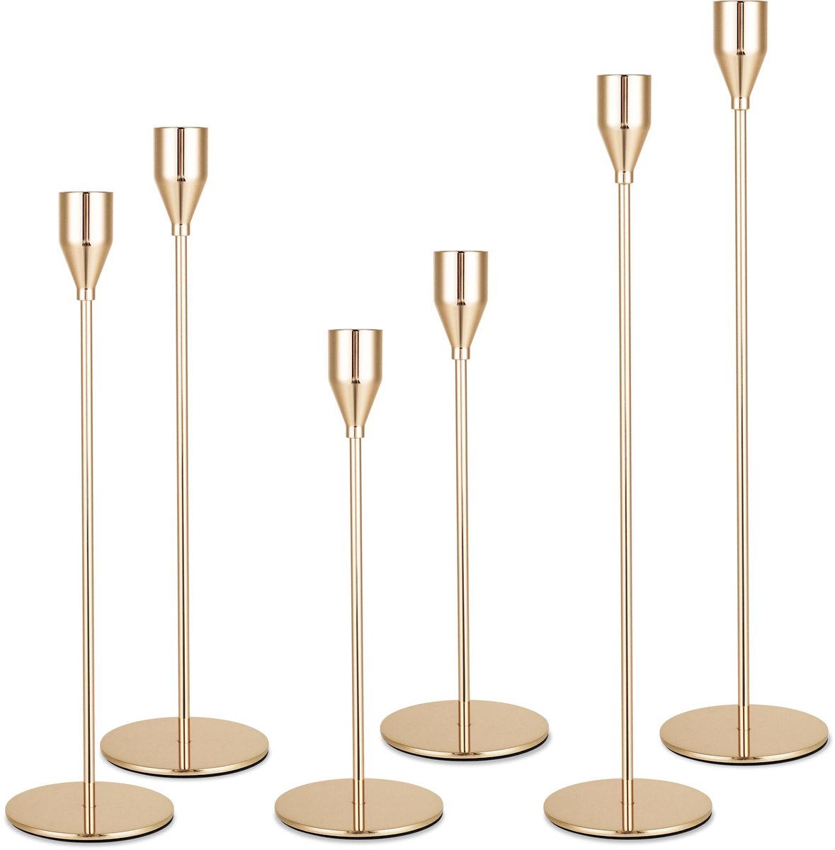 Unyqoos Elegante 6-delige set metalen kandelaars in goud voor sfeervolle decoratie