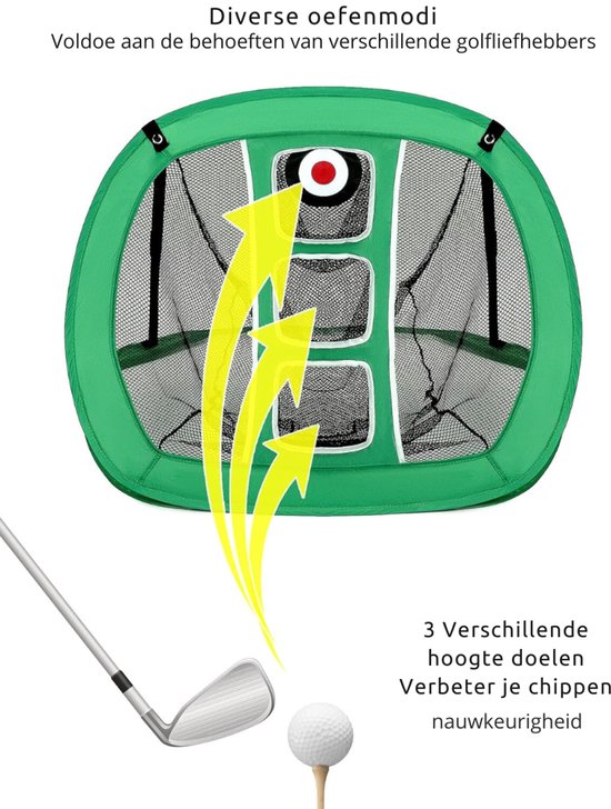 VIN® Golf Oefennet - Golf Chipping Net met 2 Golf Matten - 12 Oefenballen en Golf Tee Accessoires - Golfnet Heren & Dames van Merkloos — afbeelding 5