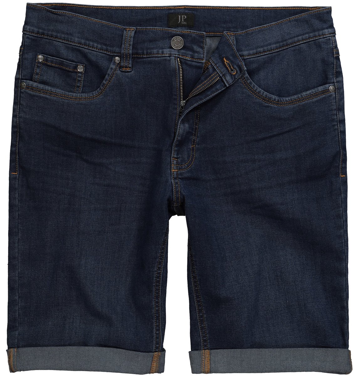 JP 1880 - Heren - Colorjeans-bermuda FLEXNAMIC® 5-pocket modern straight fit - Navy blauw - Maat 72