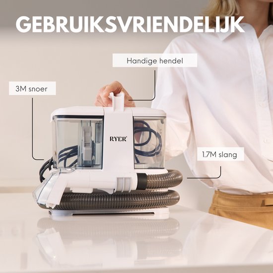 RYER Vlekkenreiniger Compact - Tapijtreiniger - 2 Opzetstukken - Meubelreiniger - Bank Reiniger Machine - Zetelreiniger
