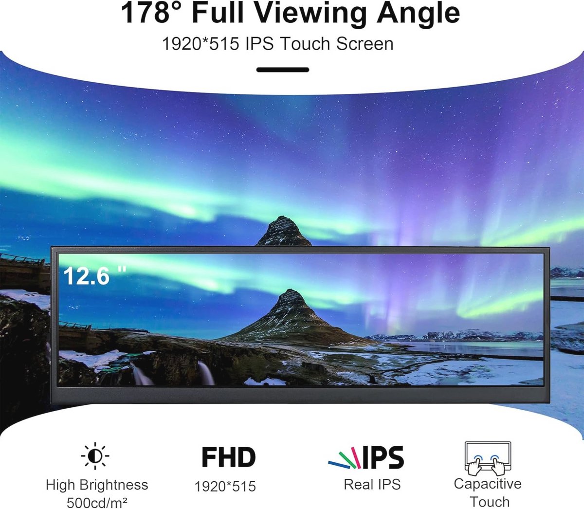 Touchscreen Monitor 12,6 inch FHD IPS - Mini HDMI voor Laptop en PC