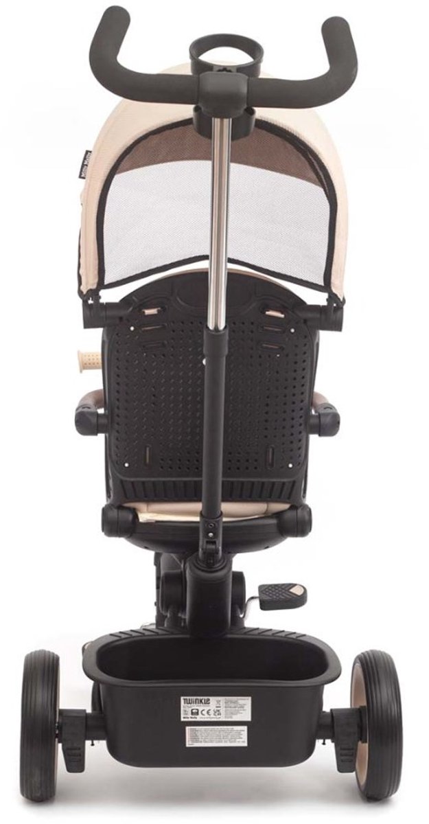Milly Mally - Driewieler - Twinkle beige staal met 180° draaibare zitting - kinderfiets - peuterdriewieler - LED-verlichting - verstelbare duwstang - opvouwbaar - driewielfiets - peuterfiets - loopfiets