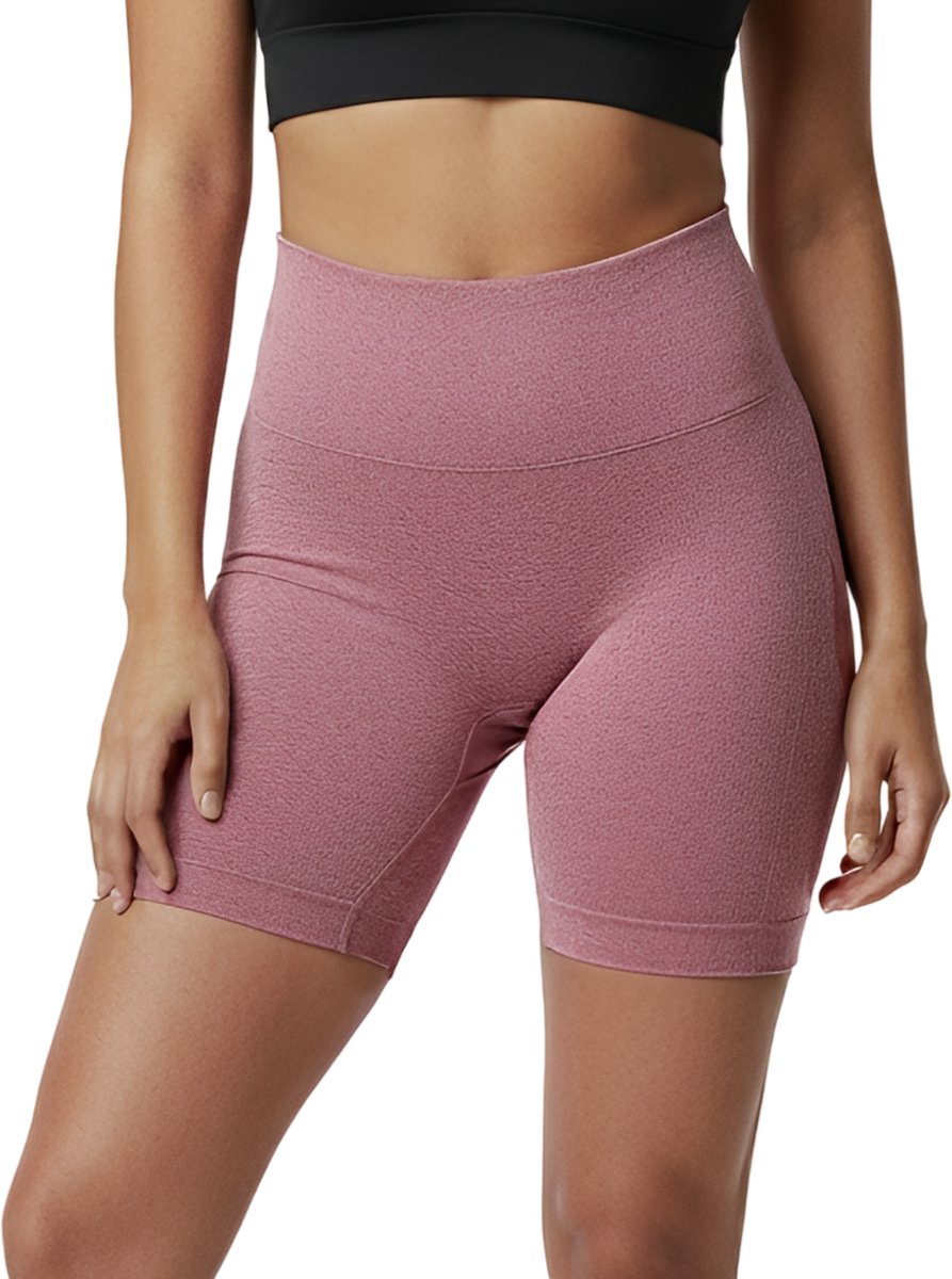 High waist Fitness short - Maat XL - Roze - Sport legging dames kort - Sportbroekje dames - Gym short - sportkelding dames - high waist - scrunch sport broekje - fitness short - gym short - yoga short - sportkleding dames Merk: Shapetape