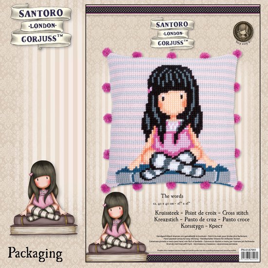 Kit oreiller point de croix Gorjuss Les mots - Vervaco - PN-0187991