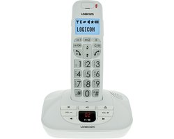Logicom - Confort 155T - Téléphone de maison sans fil pour seniors - Extra fort - Grandes touches - Avec répondeur - 1 Combiné - Avec haut-parleur - Téléphone DECT - Blanc