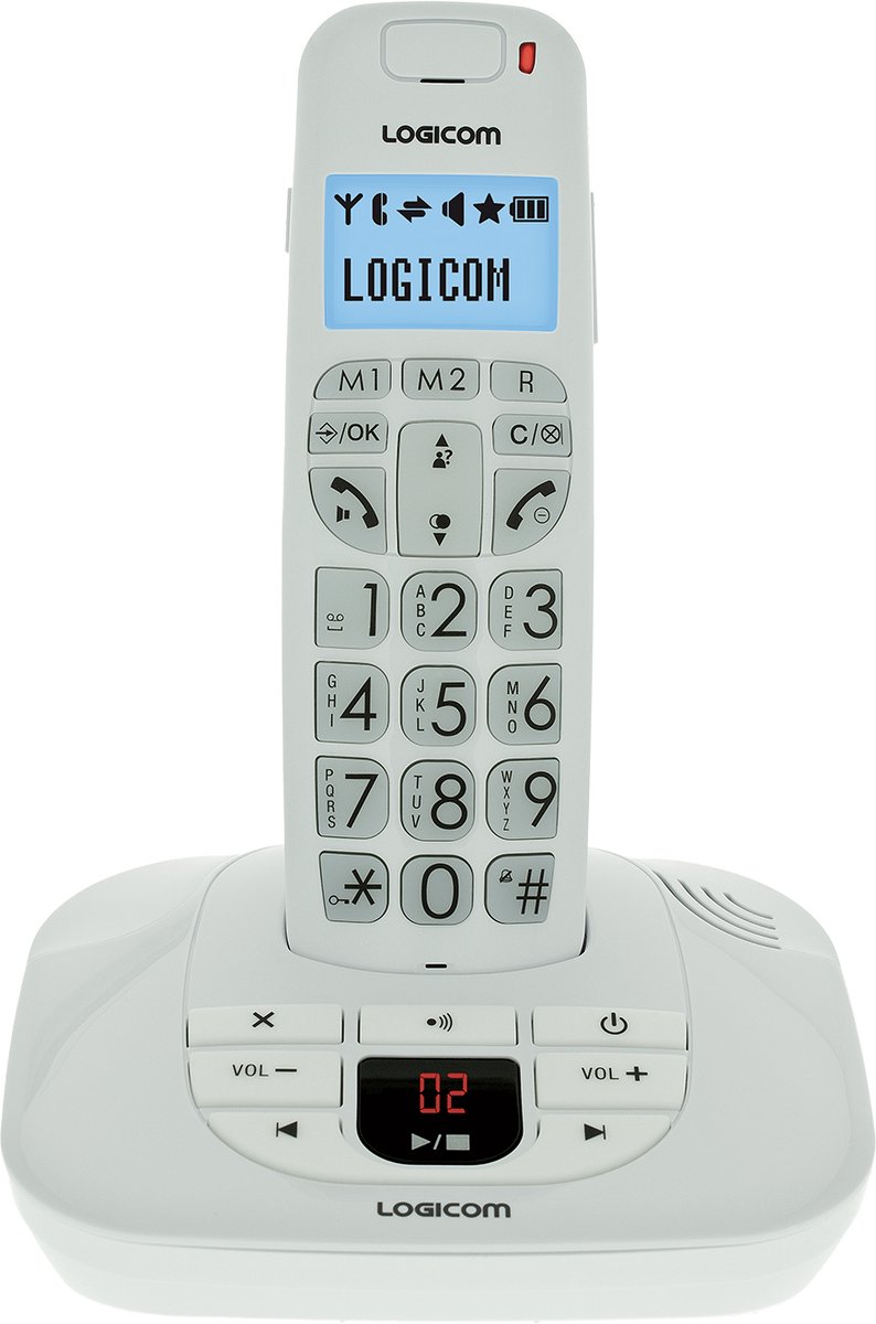 Logicom - Confort 155T - Huistelefoon Draadloos voor senioren - Extra luid - Grote toetsen - Met antwoordapparaat - 1 Handset - Met Speaker - Dect-telefoon - Wit