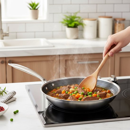Cheffinger, Koekenpan 24 cm met honingraatcoating en lange handgreep, Zilver van Merkloos — afbeelding 2