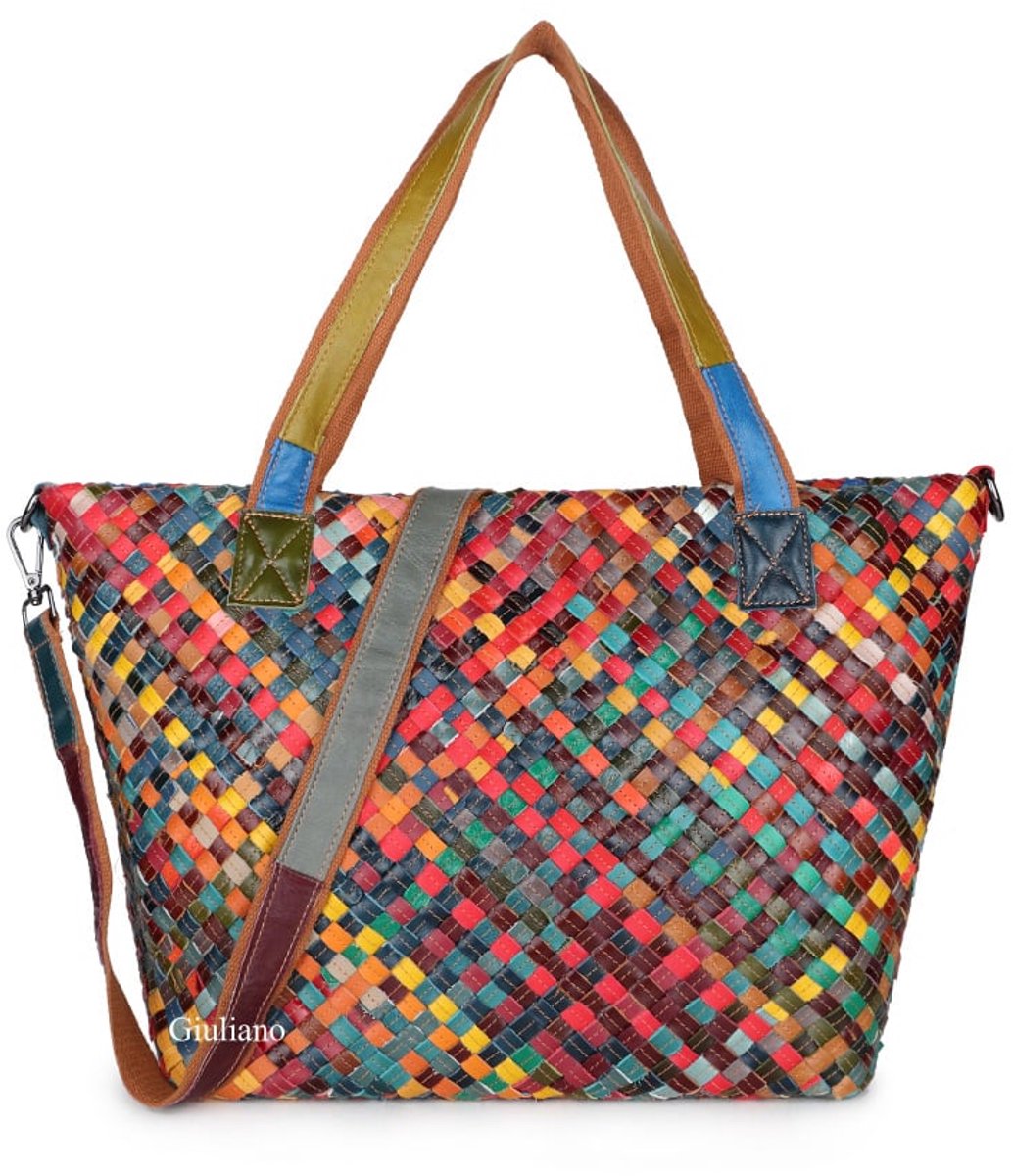 Giuliano lederen handtas Nivara - Dames - Made in Italy - Multicolor