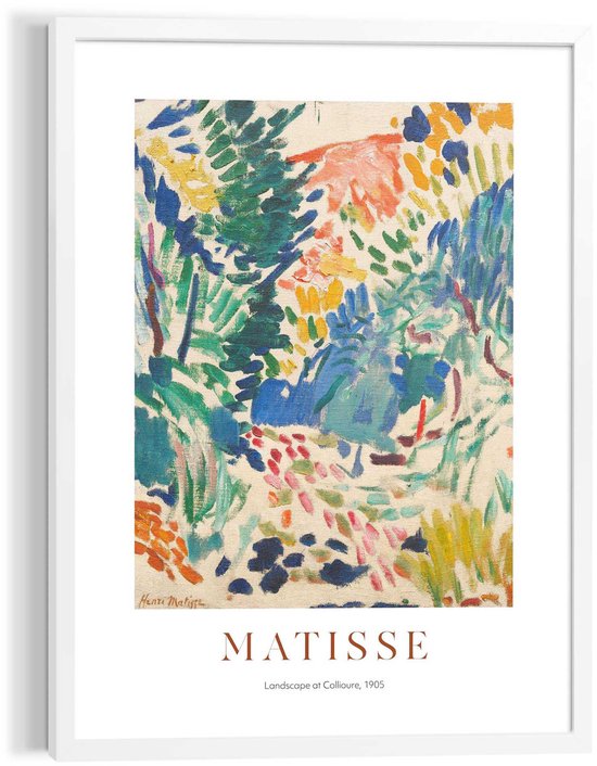 Une peinture d'Henri Matisse, intitulée 'Landscape at Collioure, 1905'.