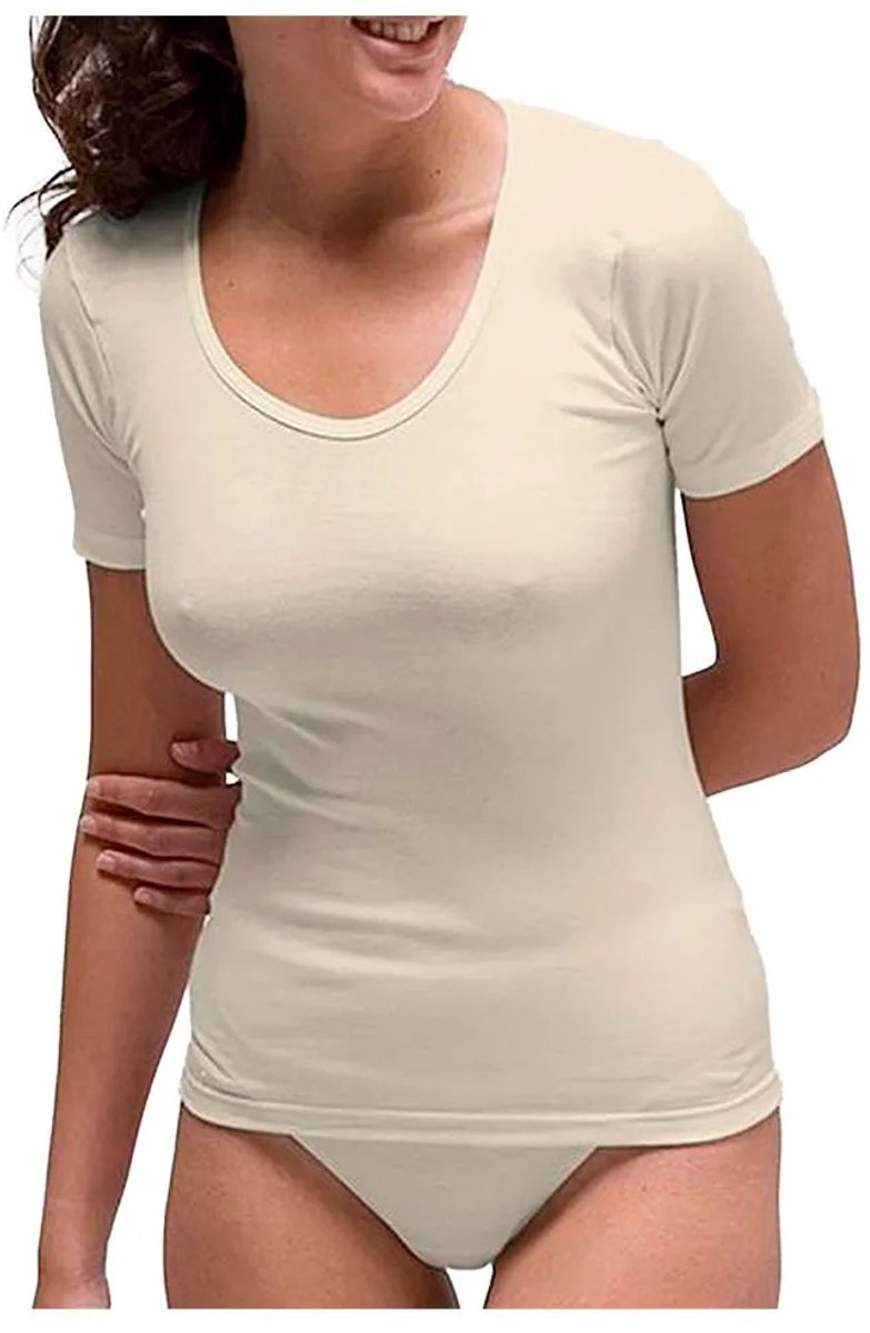 Rapife Korte Mouwen Basislaag Beige XL Vrouw