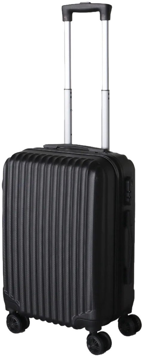 Handbagage koffer 55cm zwart 4 wielen trolley met pin slot reiskoffer