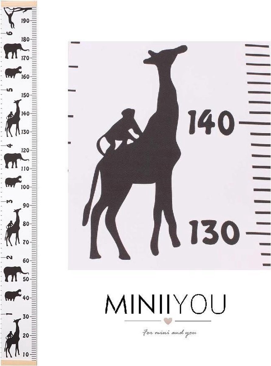 Groeimeter Kinderkamer Savanne – Canvas Meetlat Jungle Dieren – Lengtemeter Baby & Kind – Wanddecoratie 200x20 cm — cadeau in Wonen & Interieur - foto 4