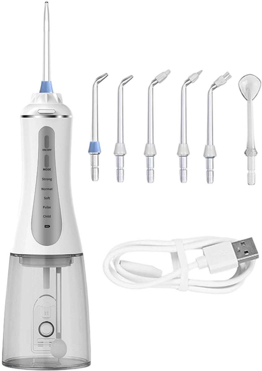 longziming -Draagbare elektrische mondspoeler – waterflosser voor tandenreiniging, tandsteenverwijdering en mondhygiëne – compact en draadloos, ideaal voor thuis, onderweg en reizen – wit