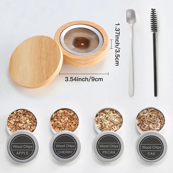 Houten Cocktail Rookapparaat Kit - Voor Whiskey En Tequila - Met Rookkap En 4 Dozen Rookapparaat Voor Bar - Gebruikers Stijl A/B