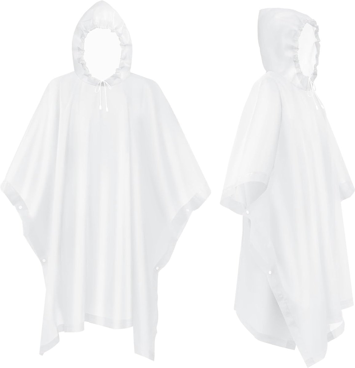 Regenponcho - EVA Regenmantel - Wiederverwendbaar & Wasserdicht Voor Camping, Wandelen - 2 Stuk - Unisex Voor Vrouwen & Mannen + Wit