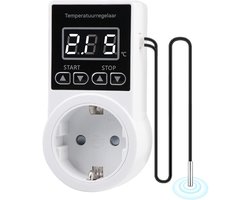 GELLDG Temperatuurregelaar - met schakelaar - 250V temperatuurregelaar - met sensor - waterdichte thermostaat/verwarming - slimme thermostaatfitting - Thermostaat - geschikt voor kassen, glazen containers, aquaria en kiemverwarmers