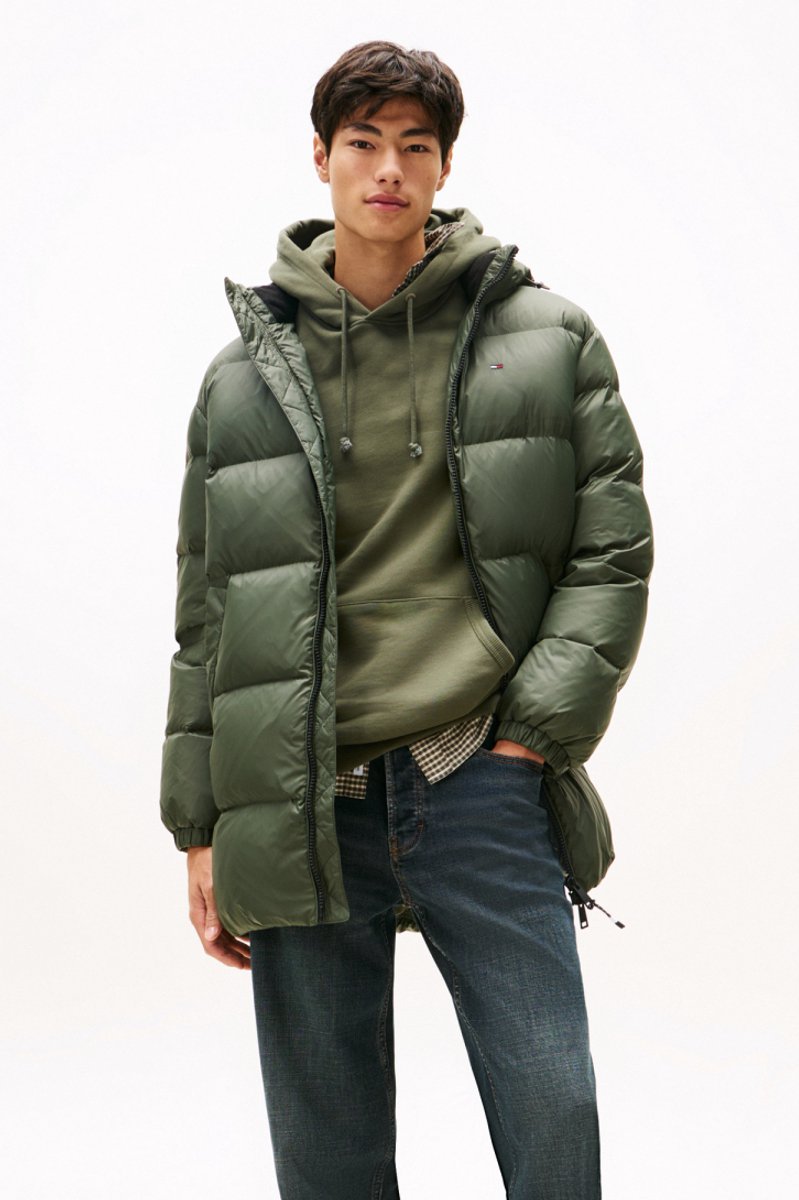 Tommy Jeans Jas Tjm Essential Down Parka Ext Dm0dm20466 Mrh Pewter Mannen Groen