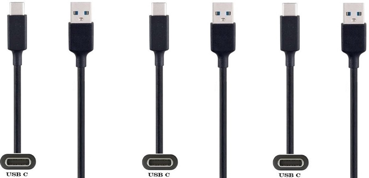 Image of 3 stuks OneOne 0,5m USB C kabel. Handige extra korte laadkabel. Oplaadkabel snoer past op Universeel Asus, ZTE, Fairphone, Sony, OPPO, Nokia, Acer, Arnova, BlackBerry, Anker (Soundcore), Archos, Cardo