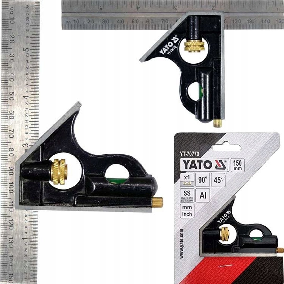 Yato Multifunctionele Bouwhoek 150mm met Waterpas en Stift