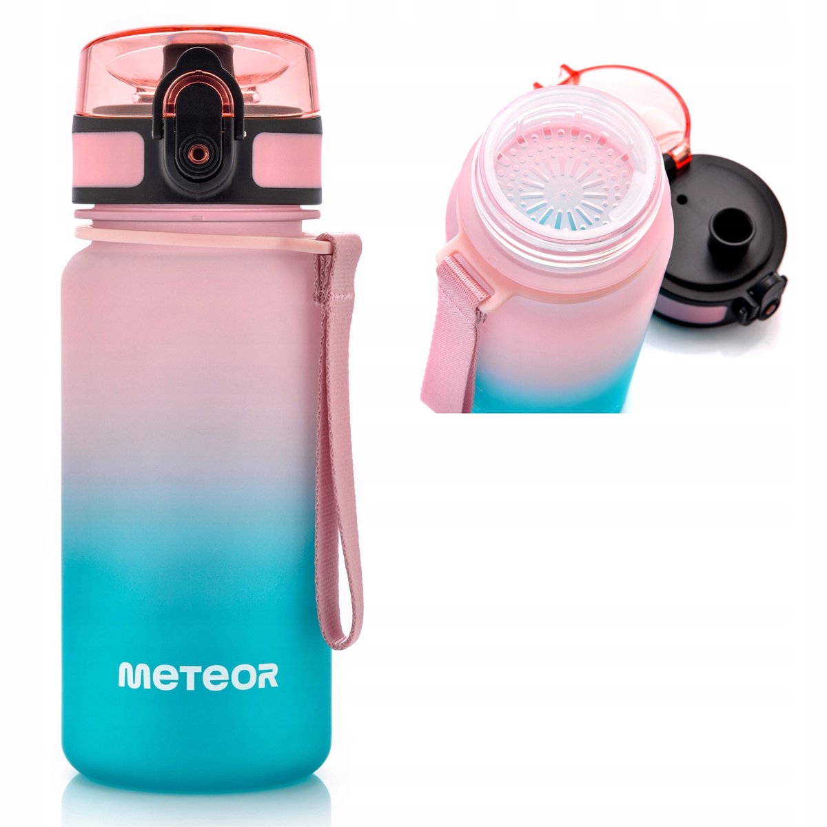 Meteor Sportfles 350ml Tritan - Roze/Turquoise, BPA-vrij