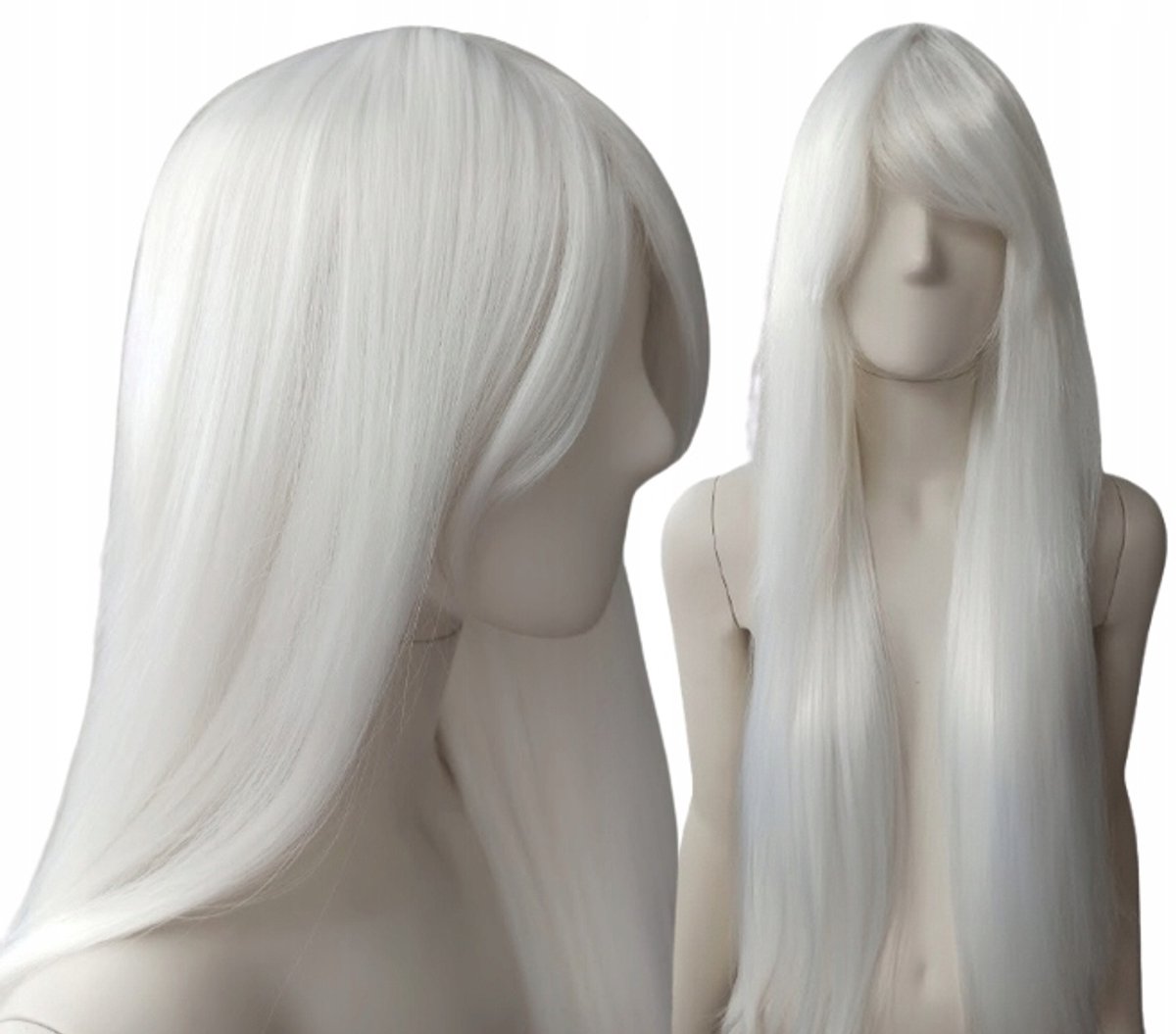 Witte Lange Pruik met Pony - Cosplay & Hittebestendig