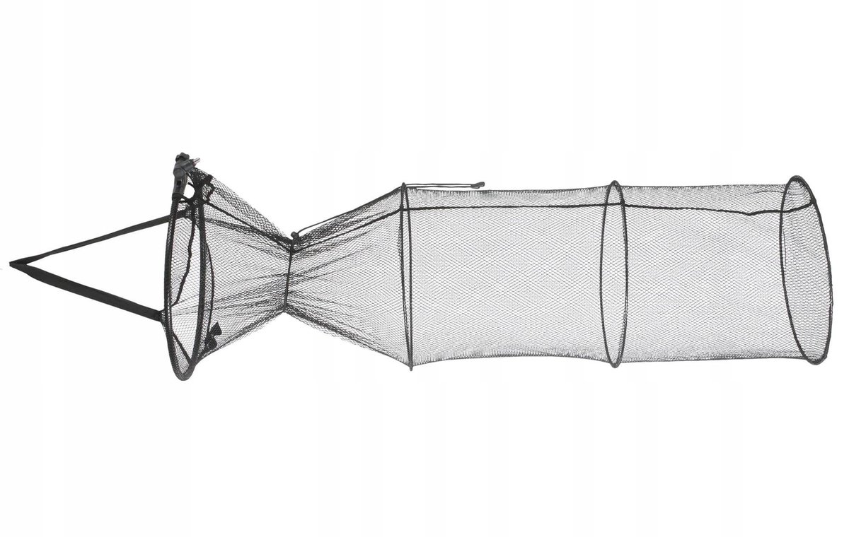 Visnet met metalen ringen - 120 cm lengte, 40/35 cm diameter