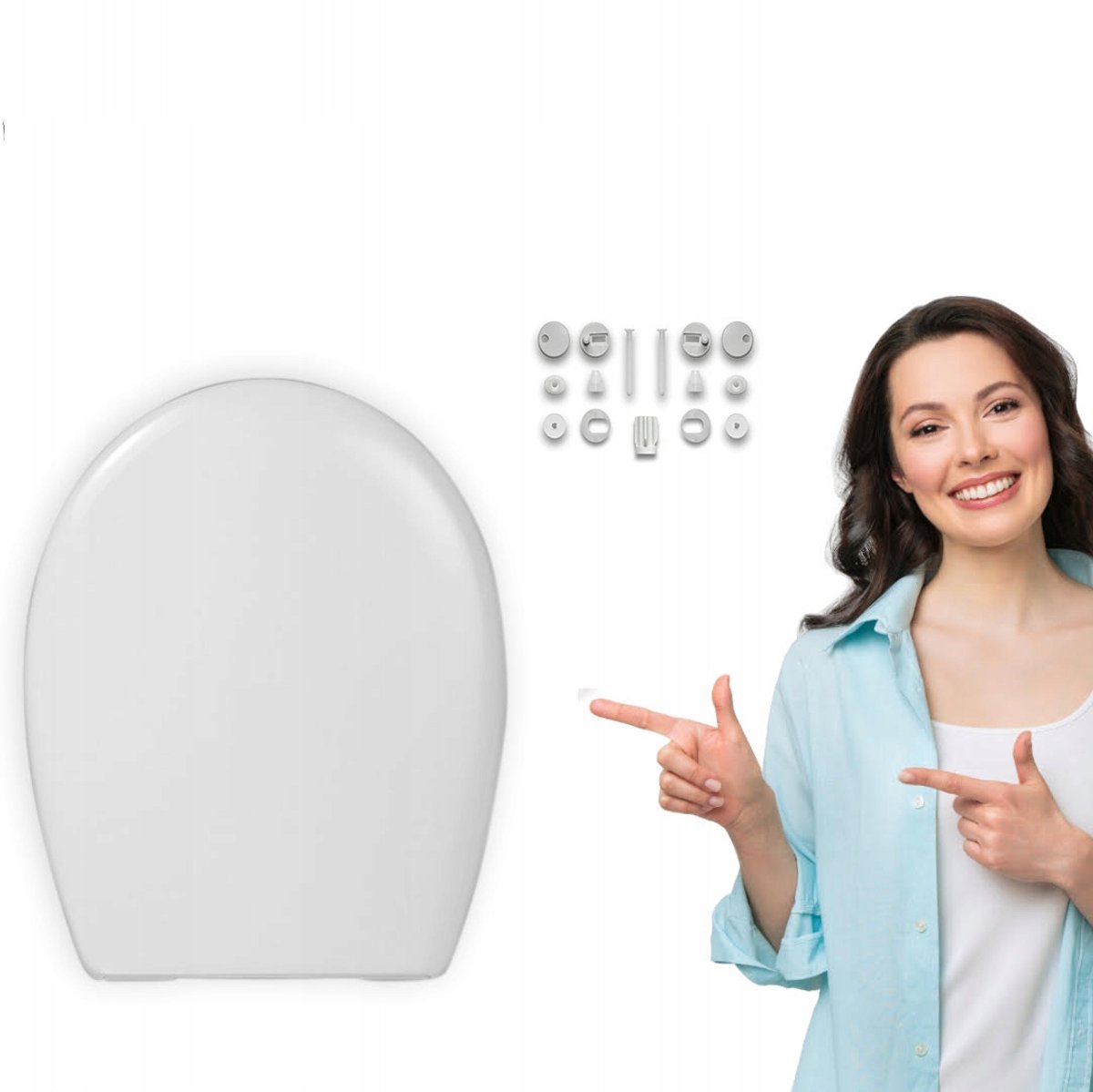 Duroplast langzaam sluitende toiletbril, wit, universeel