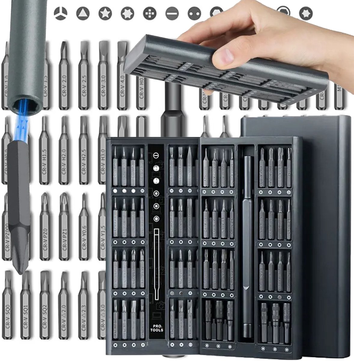 Precisie Schroevendraaierset 62 Bits Magnetisch voor Elektronica Reparatie