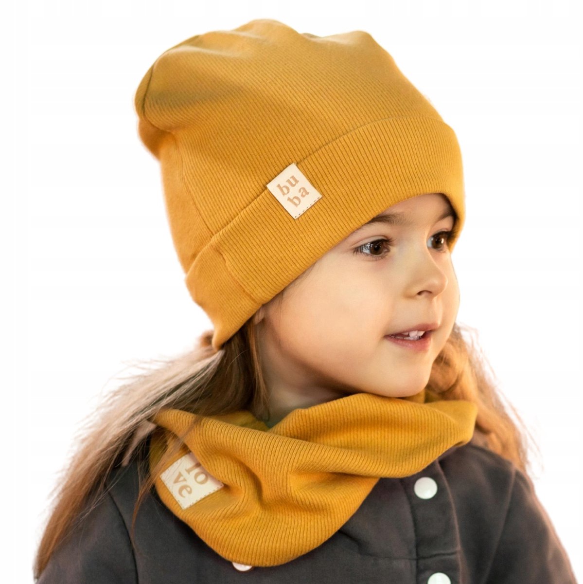 Babymuts met Sjaal, Katoen, Caramel, Maat 40-46