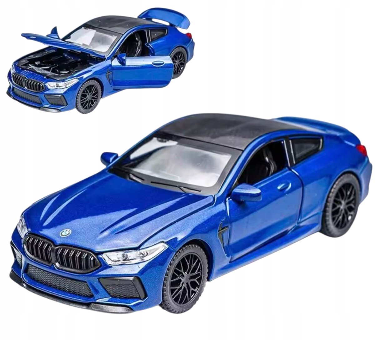 Modelauto BMW M8 1:32 Metaal met Deuren, Licht & Geluid - Blauw