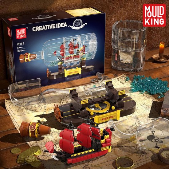 Mould King 10065 Piratenschip Bouwsteen Een Schip In Fles Model  Zwarte Parel Montage Zeilboot